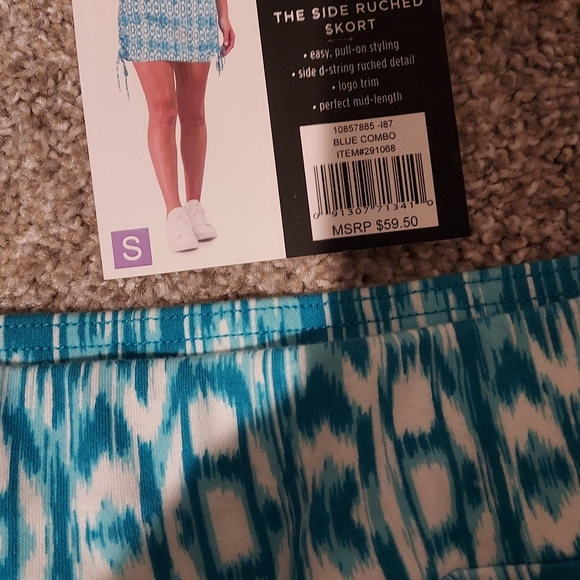 Jones NY Small Side Ruched Skort Turquoise Blue Pull On Tennis Pickleball Golf - Picture 7 of 11